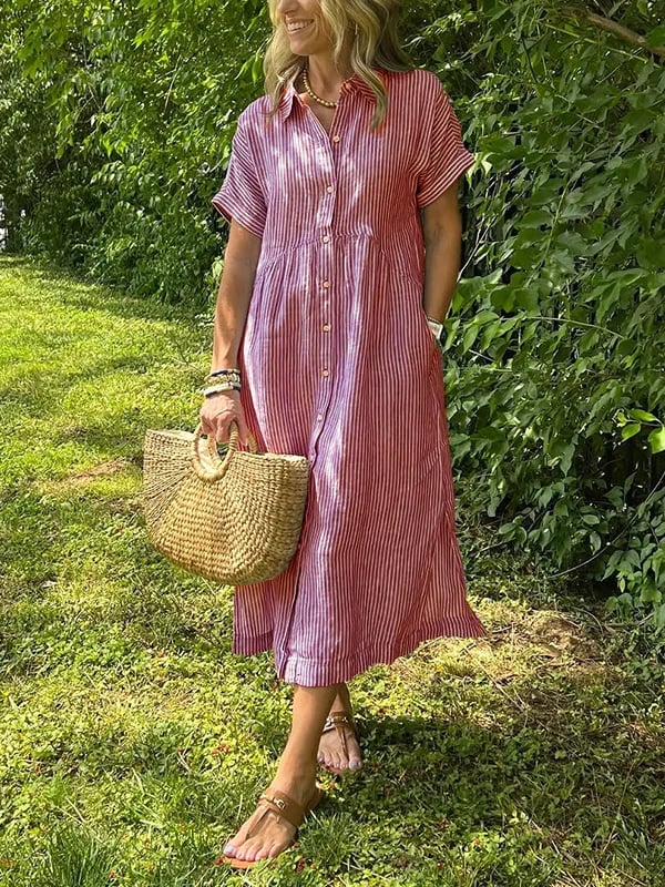 Vivoras | Robe chemise rayée avec poches