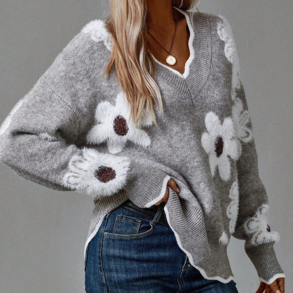 Vivoras | pull fleuri à col V élégant