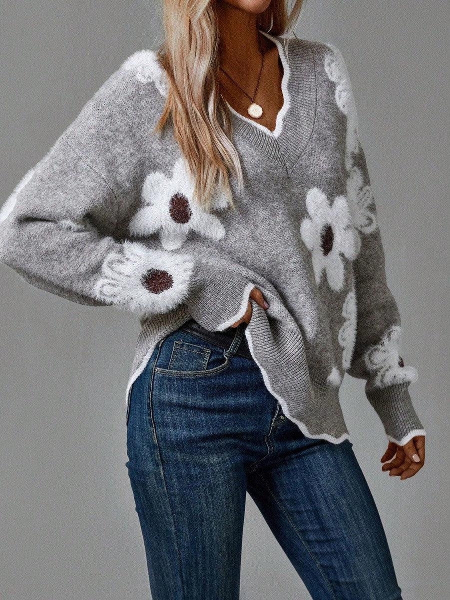Vivoras | pull fleuri à col V élégant