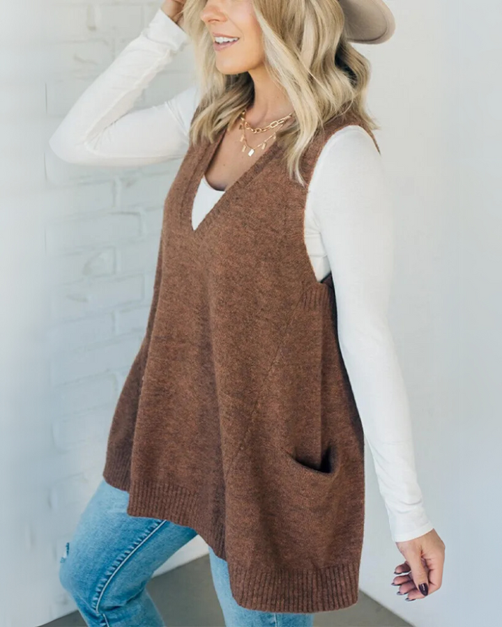 Vivoras | gilet long en maille Arola — coupe évasée, léger & douillet