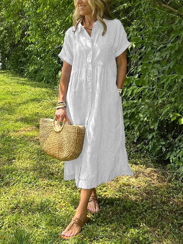 Vivoras | Robe chemise rayée avec poches