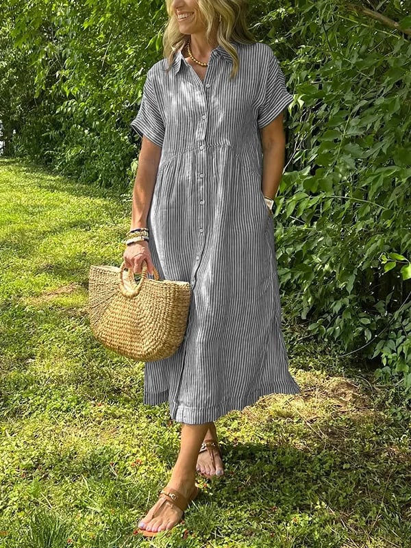 Vivoras | Robe chemise rayée avec poches
