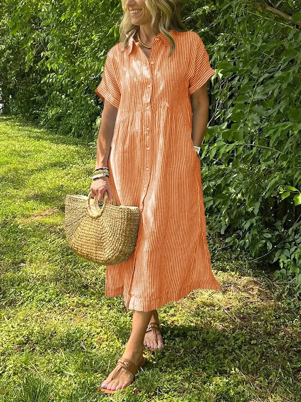 Vivoras | Robe chemise rayée avec poches