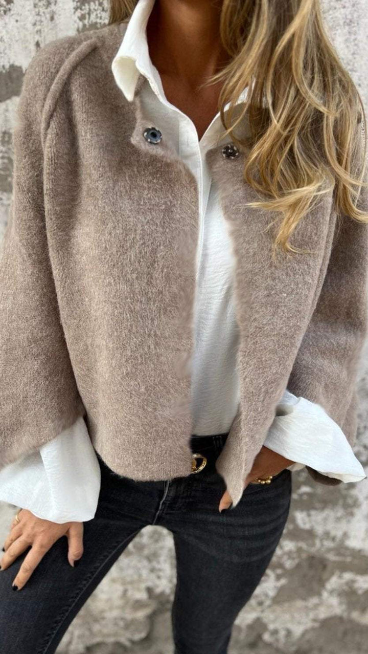 Vivoras | Manteau en laine pour femmes avec col rond et manches longues