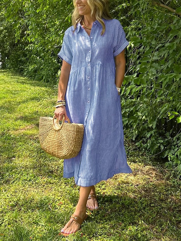 Vivoras | Robe chemise rayée avec poches