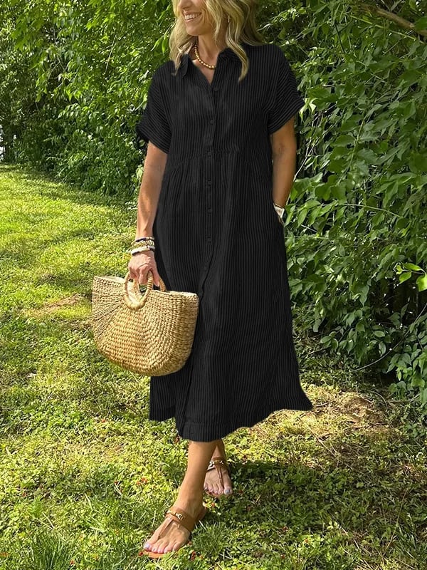 Vivoras | Robe chemise rayée avec poches