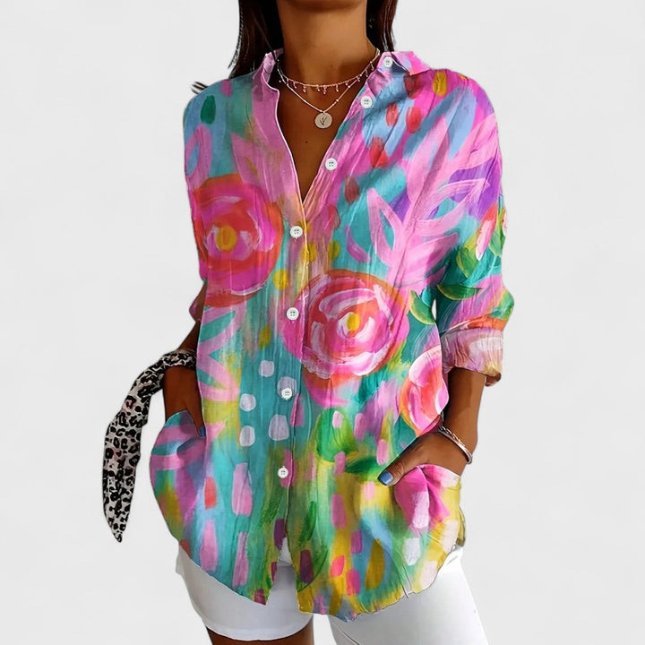 Vivoras | Blouse colorée à imprimé artistique