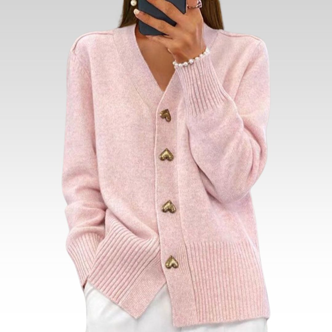 Vivoras | Cardigan élégant avec boutons en forme de cœur