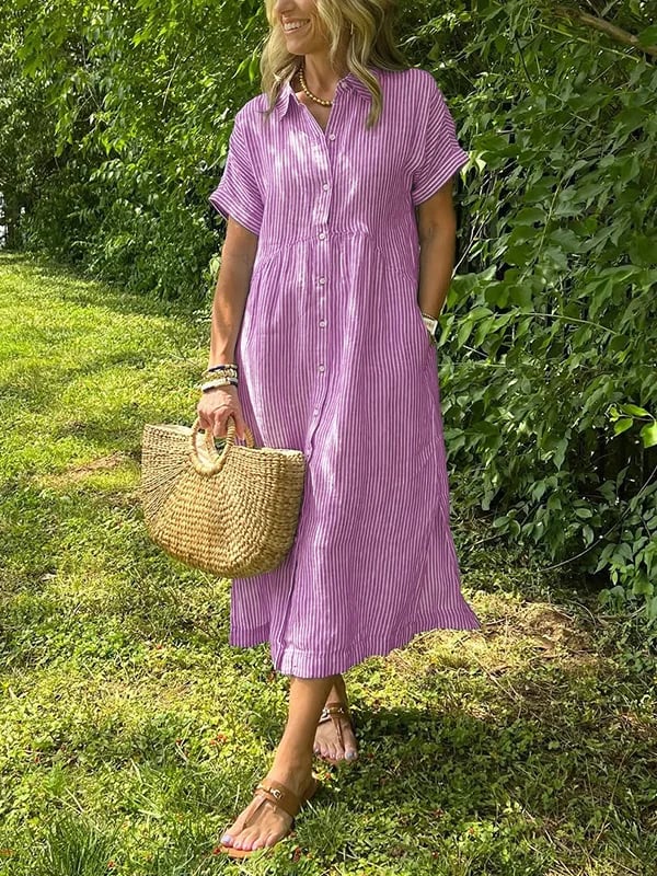 Vivoras | Robe chemise rayée avec poches