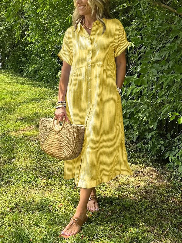 Vivoras | Robe chemise rayée avec poches