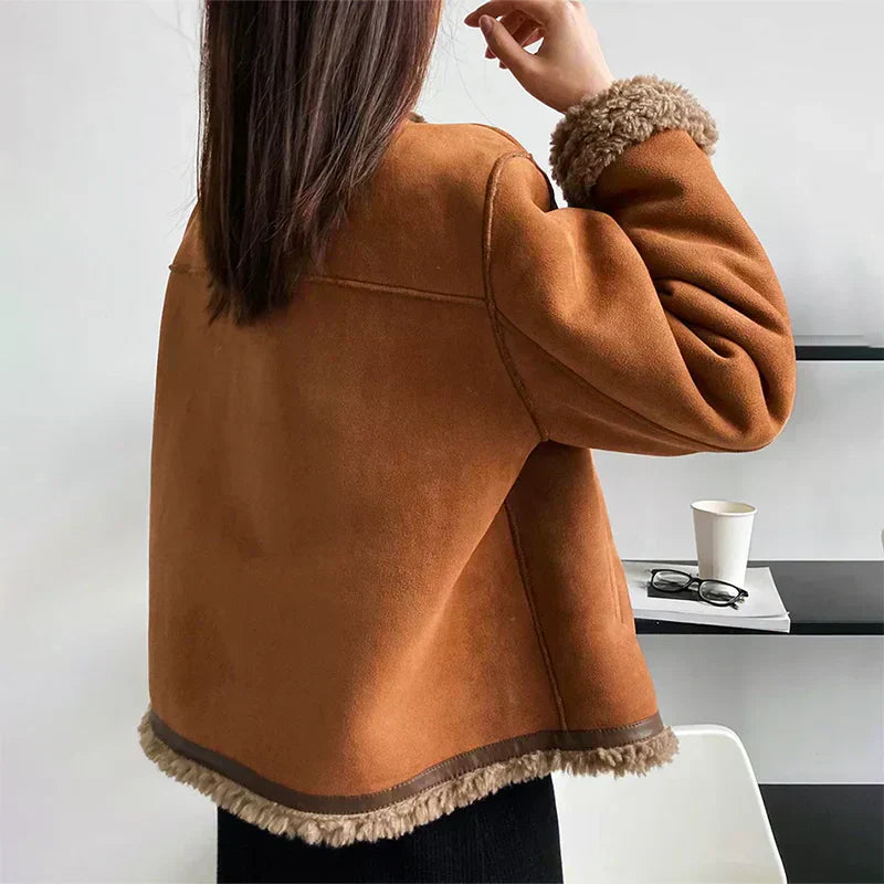 Élise | Veste en peau lainée boutonnée
