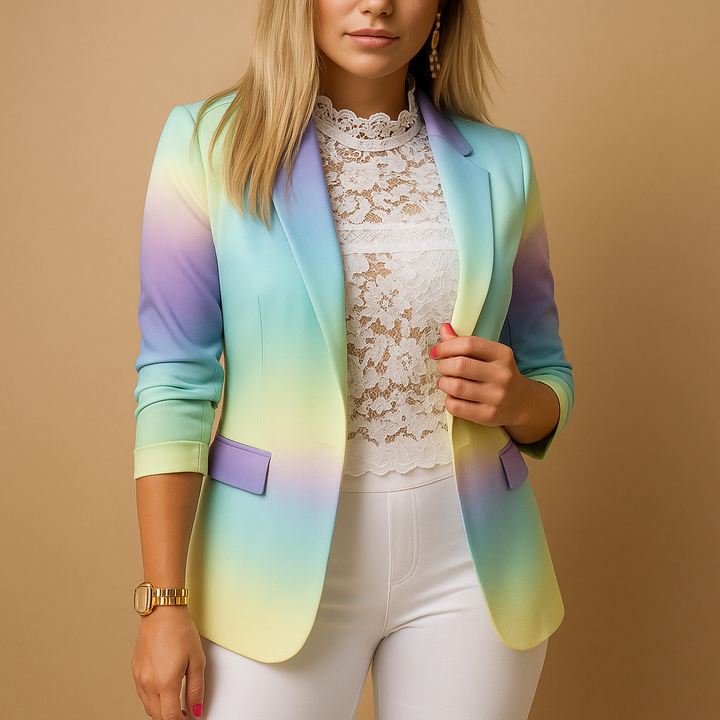 Vivoras | Blazer élégant pour femme avec imprimé vif et col châle