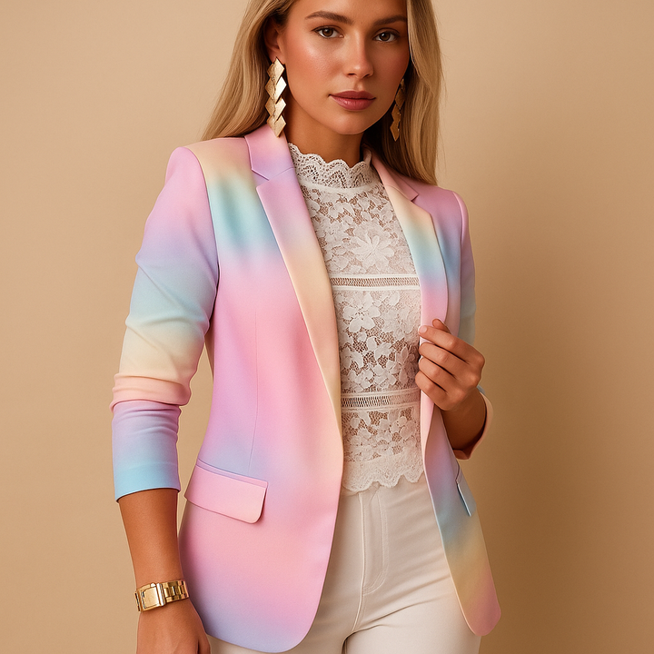 Vivoras | Blazer élégant pour femme avec imprimé vif et col châle