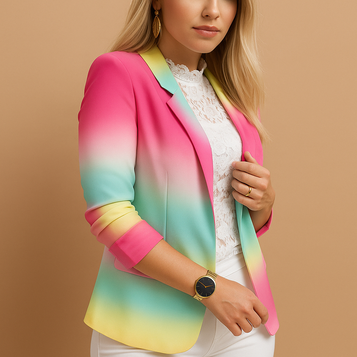 Vivoras | Blazer élégant pour femme avec imprimé vif et col châle