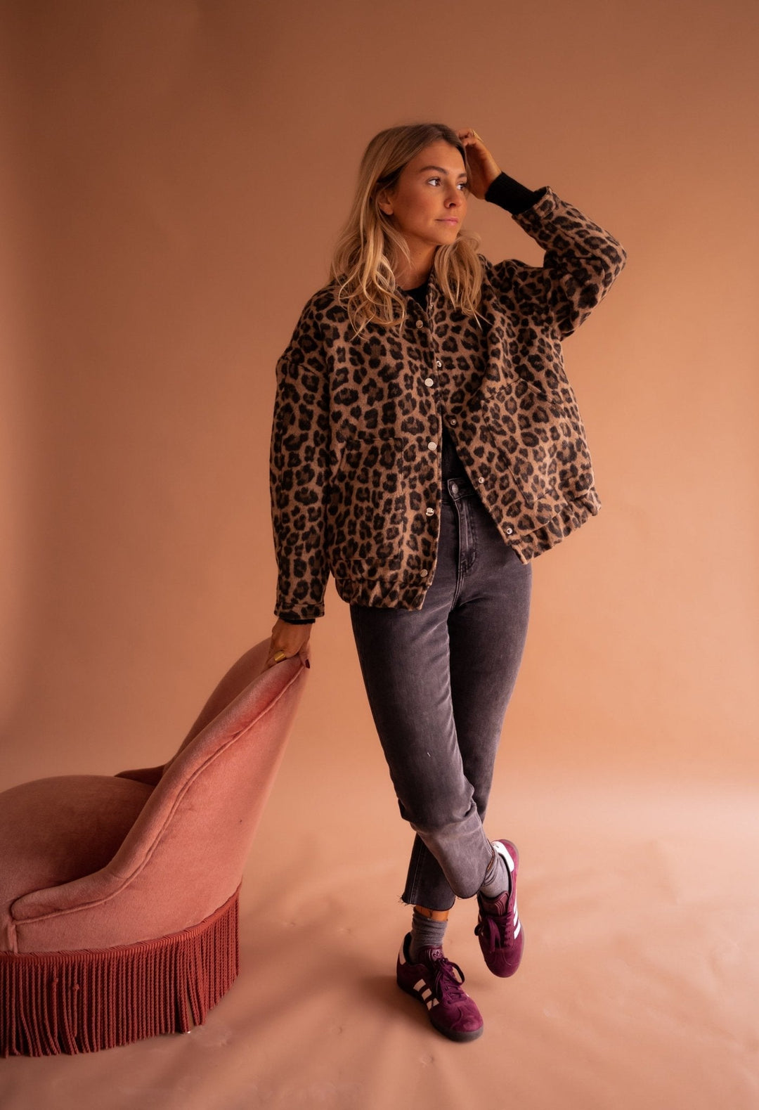 Anaïs | Veste courte à imprimé léopard