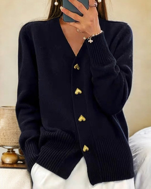 Vivoras | Cardigan élégant avec boutons en forme de cœur