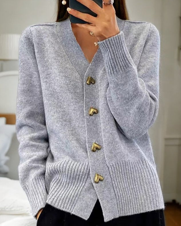 Vivoras | Cardigan élégant avec boutons en forme de cœur