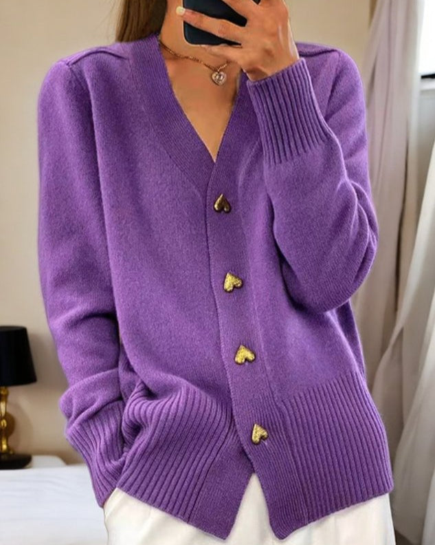 Vivoras | Cardigan élégant avec boutons en forme de cœur