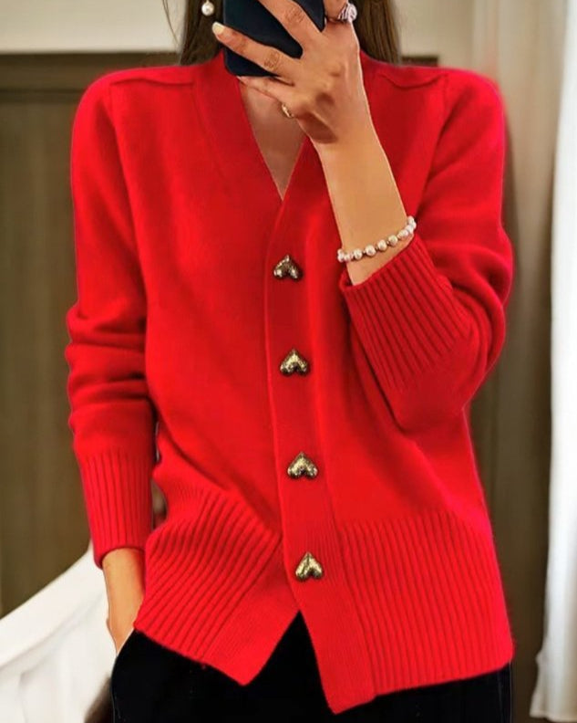 Vivoras | Cardigan élégant avec boutons en forme de cœur