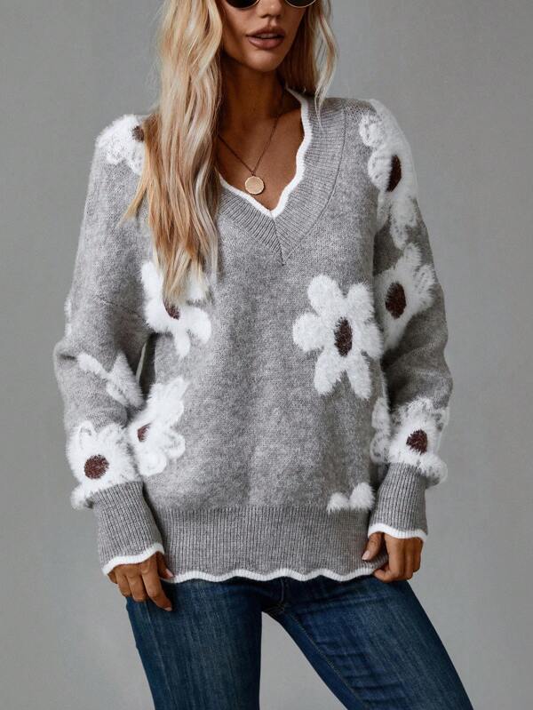 Vivoras | pull fleuri à col V élégant