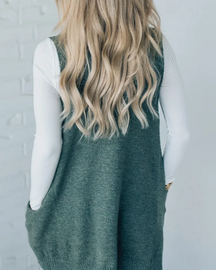 Vivoras | gilet long en maille Arola — coupe évasée, léger & douillet