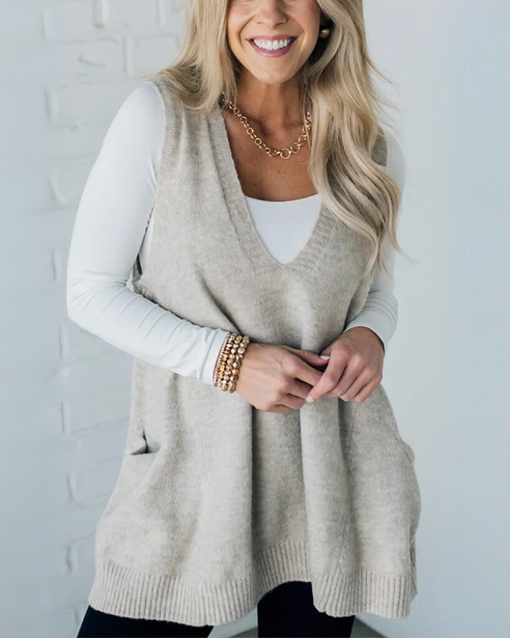 Vivoras | gilet long en maille Arola — coupe évasée, léger & douillet
