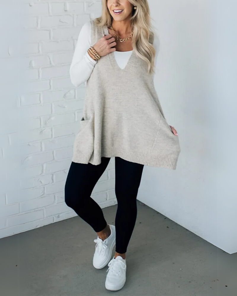 Vivoras | gilet long en maille Arola — coupe évasée, léger & douillet