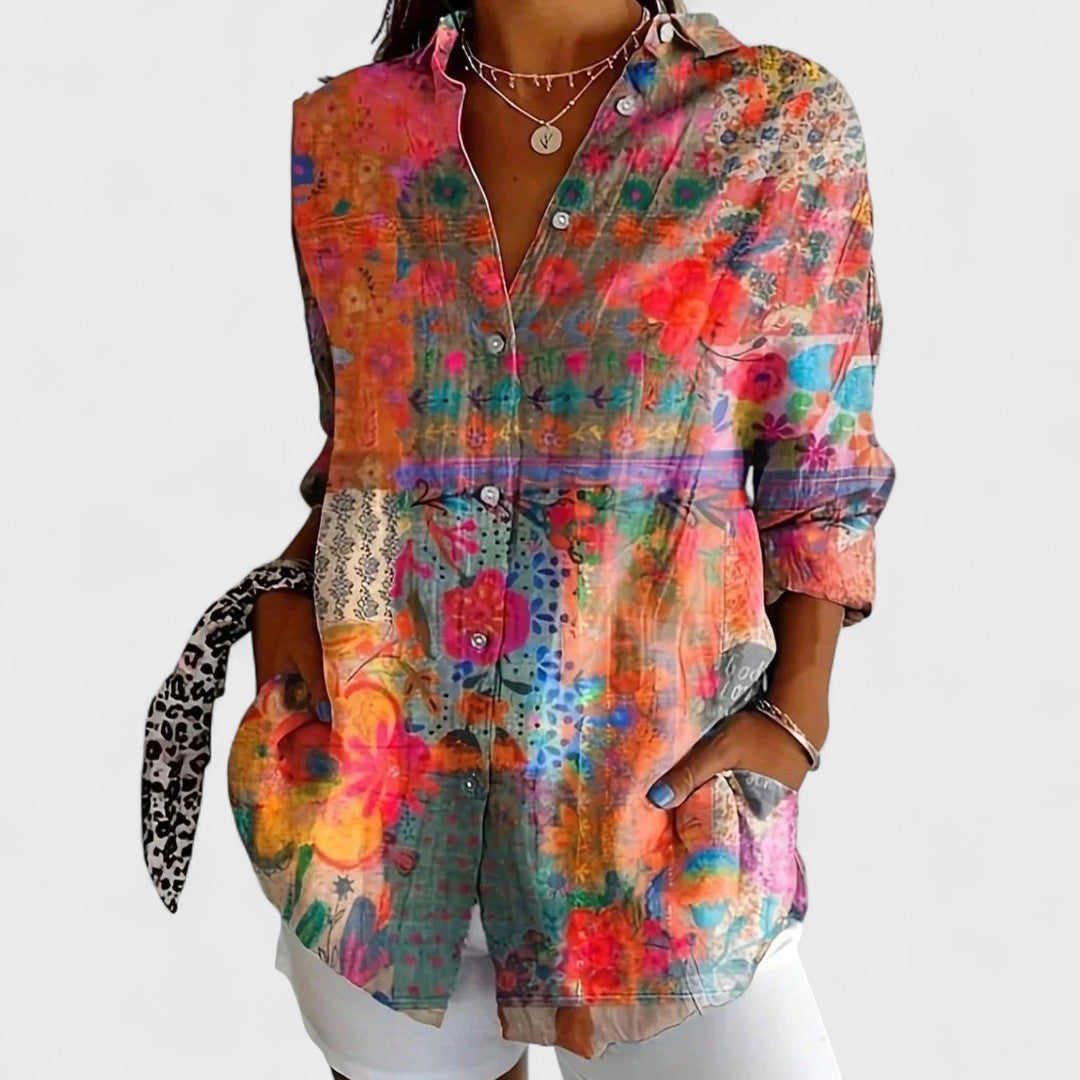 Vivoras | Blouse colorée à imprimé artistique