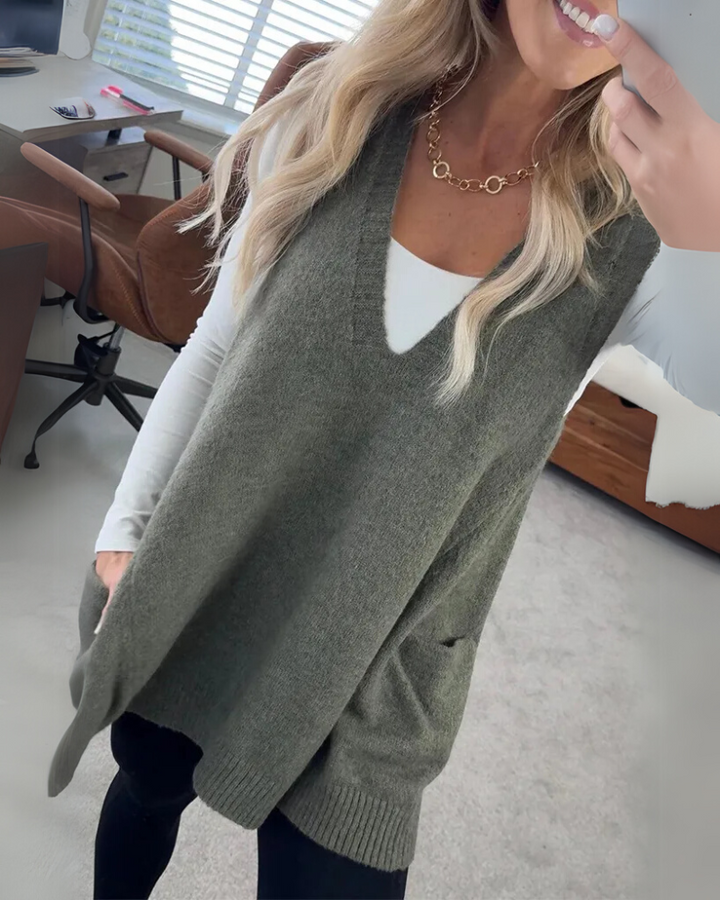 Vivoras | gilet long en maille Arola — coupe évasée, léger & douillet
