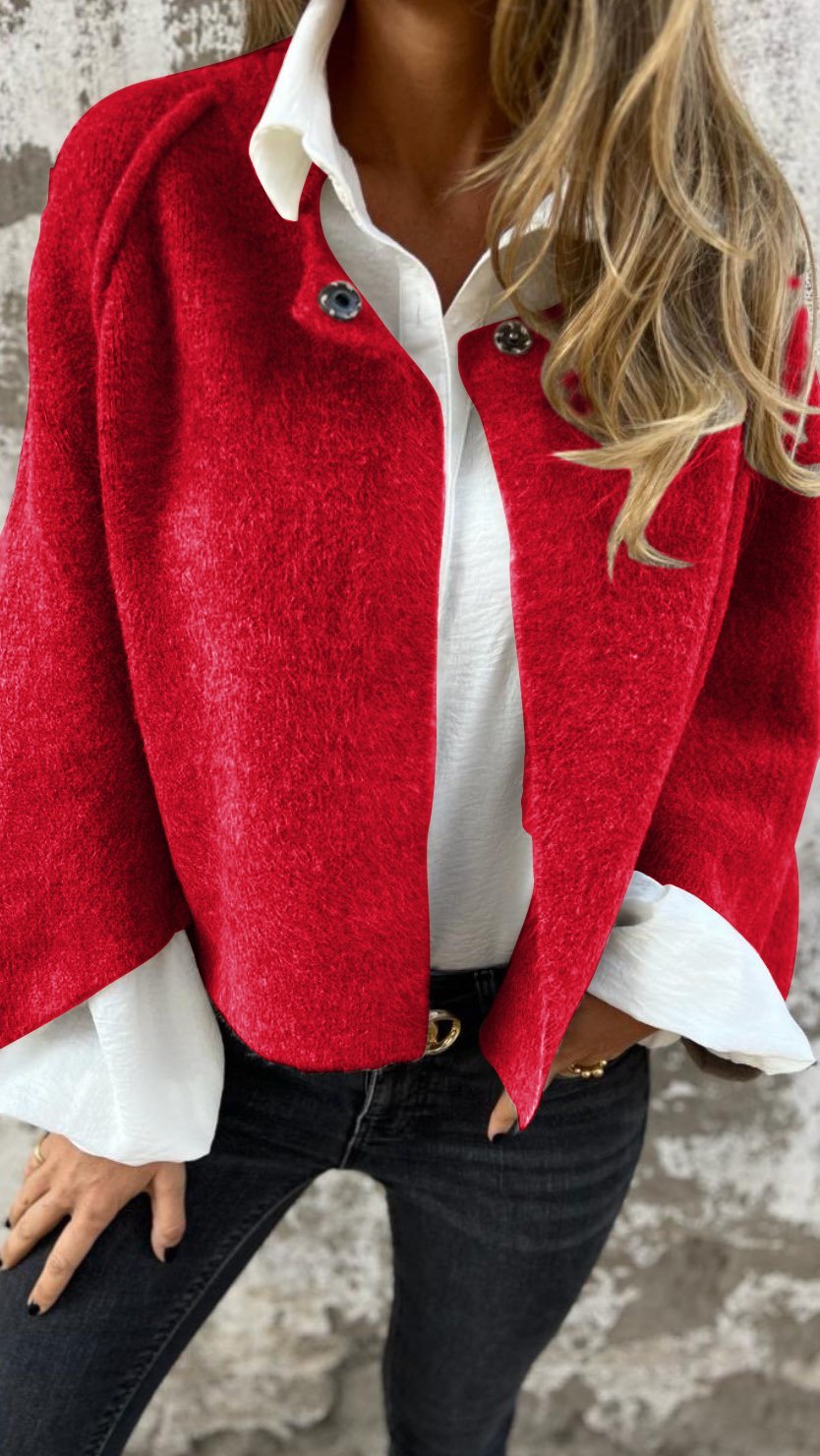 Vivoras | Manteau en laine pour femmes avec col rond et manches longues