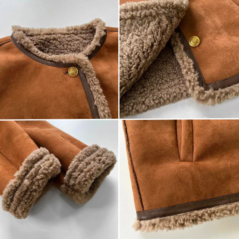 Élise | Veste en peau lainée boutonnée