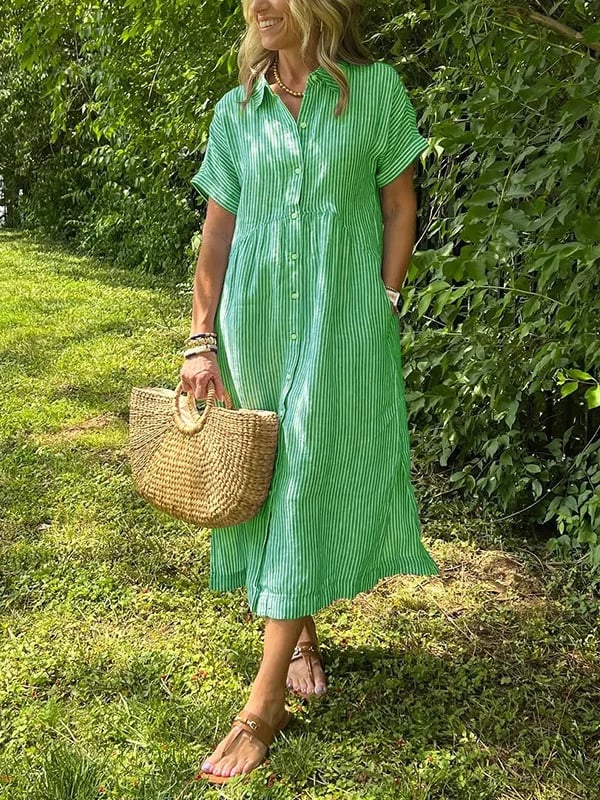 Vivoras | Robe chemise rayée avec poches