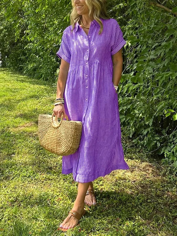 Vivoras | Robe chemise rayée avec poches
